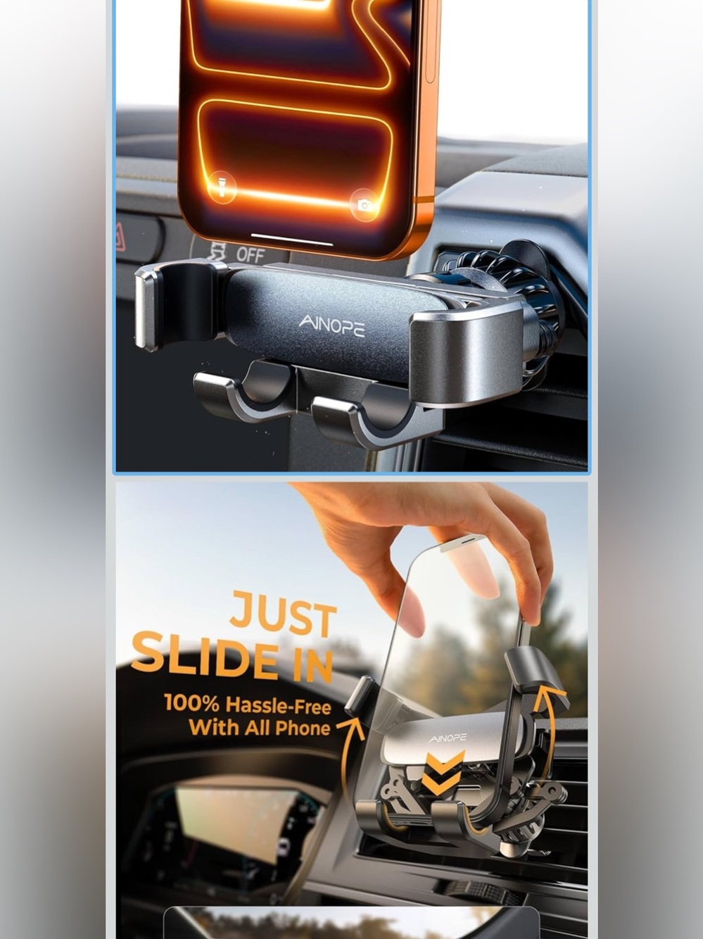 Black Gravity Car Vent Phone Holder